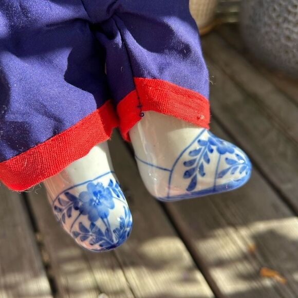 Vintage Chinese Asian Doll Blue & White Ceramic/Porcelain Boots Hands Head - Picture 7 of 16